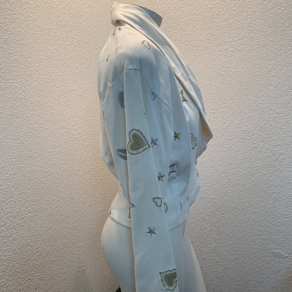 Vintage Kimi Collection cream cotton jacket with hearts size M excellent cond - Picture 3 of 15